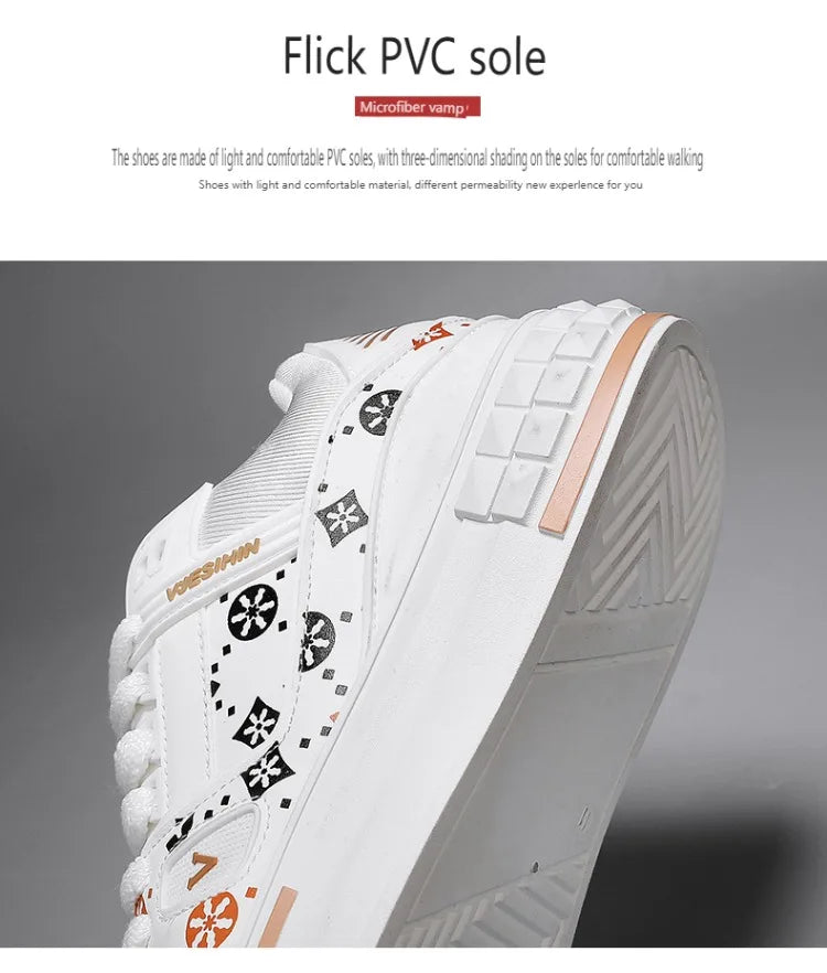 2025 Spring New Men's Shoes Fashion Printed Casual Board Shoes Thick Soles Increase All Comfortable Sports Shoes