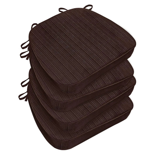 HOMELYSIAN Kitchen Chair Cushions Set of 4 Indoor Chair Cushions for Dining Chairs Memory Foam Dining Chair Cushions with Ties,Waterproof Chair Pads Brown 17x16x2.5 Inch