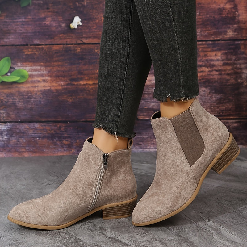 Pointed Toe Ankle Boots with Chunky Heels