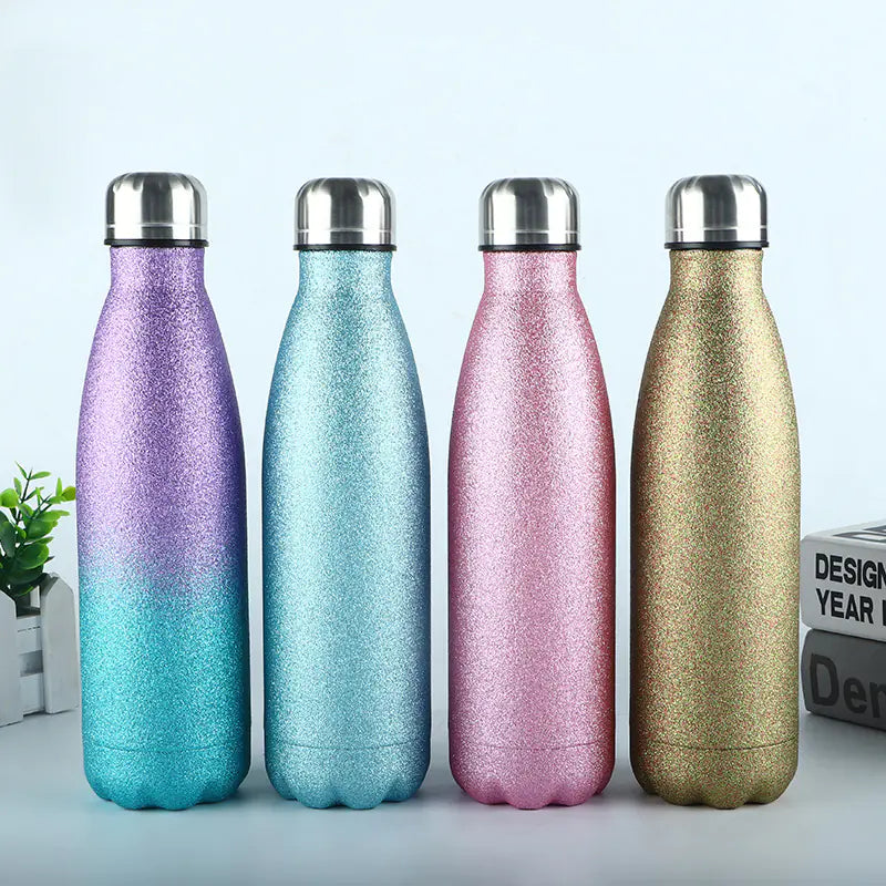Shiny Gold Stainless Steel Insulated Sports Bottle