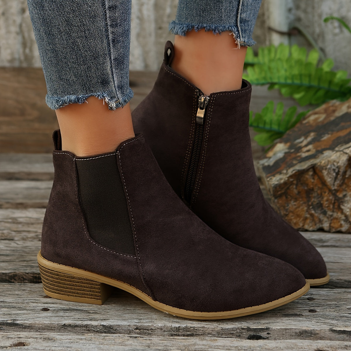 Pointed Toe Ankle Boots with Chunky Heels