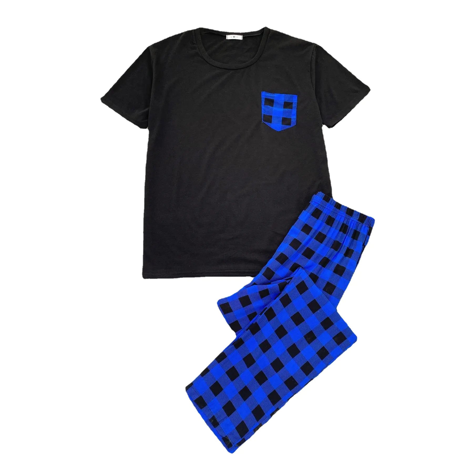 Men's Short-Sleeved Pajama Set with Long Pants