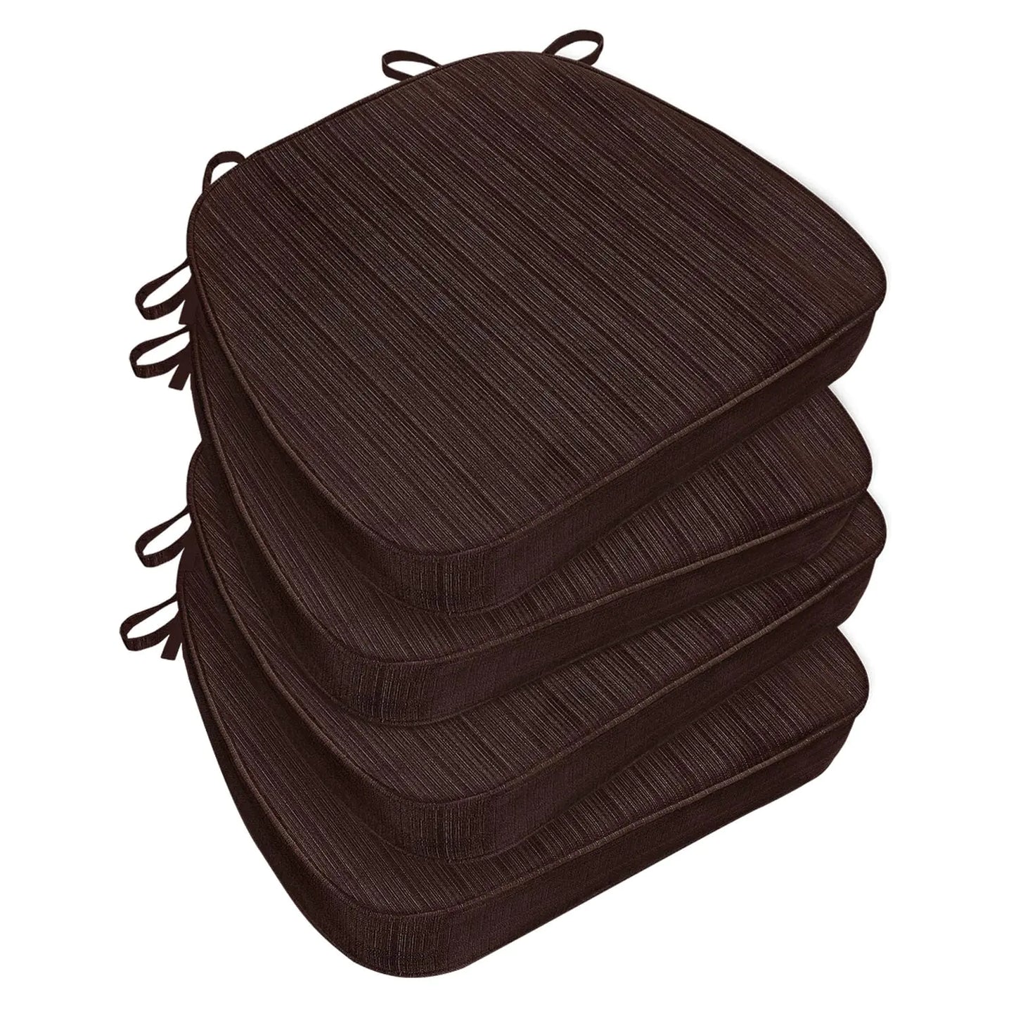 HOMELYSIAN Kitchen Chair Cushions Set of 4 Indoor Chair Cushions for Dining Chairs Memory Foam Dining Chair Cushions with Ties,Waterproof Chair Pads Brown 17x16x2.5 Inch