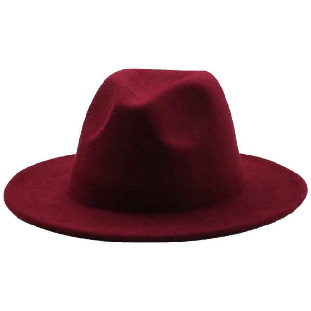 Fedoras women's Hat Big Brim Autumn Solid Formal Dress Wedding Woman Hat Camel Black White Fedora Felted Classic Cap Winter Hats