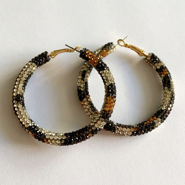 Rainbow Colorful Rhinestone Crystal Hoop Earring For Women And Girls Party Gift Jewelry Accessories
