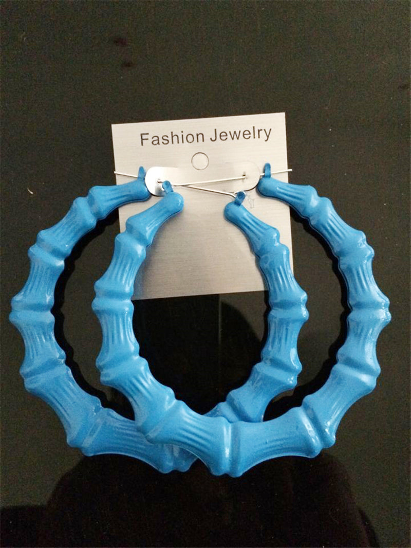 Fashion Jewelry Large color fluorescent bamboo earrings hip-hop hipster singer eardrop nightclubs exaggerated earrings