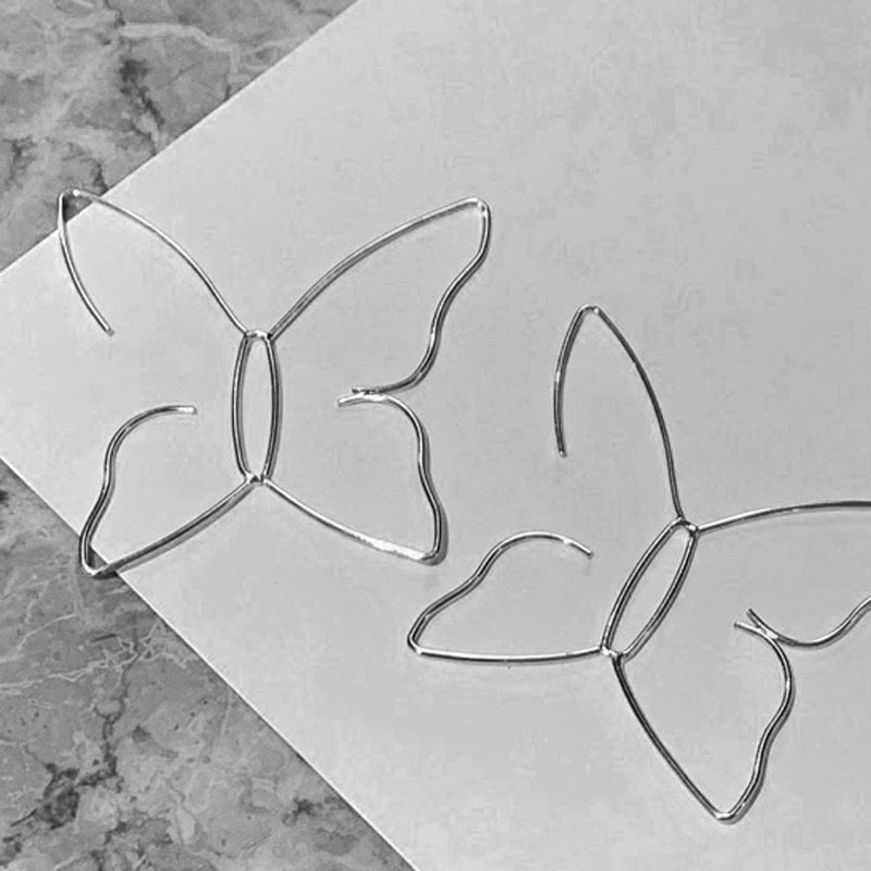 Cosstore Big Butterfly Hoop Earrings For Women 2020 Original Outline Statement Wire Earrings Femme Bijoux