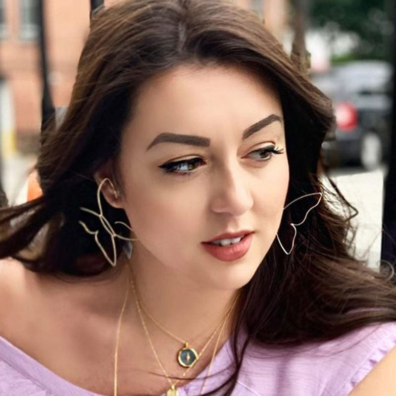 Cosstore Big Butterfly Hoop Earrings For Women 2020 Original Outline Statement Wire Earrings Femme Bijoux