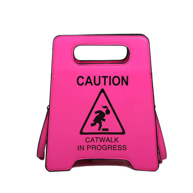 Young Girl Crossbody Bag Creative Caution Letters Sign Handbag Cute Fluorescence Color Shoulder Bags For Women 2021 Clutches
