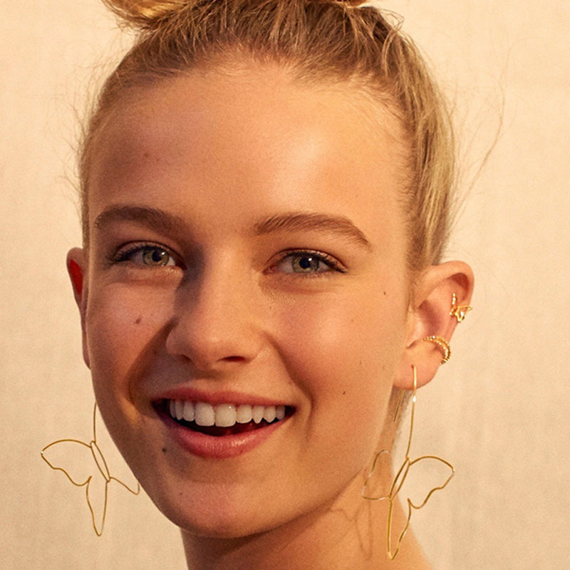 Cosstore Big Butterfly Hoop Earrings For Women 2020 Original Outline Statement Wire Earrings Femme Bijoux