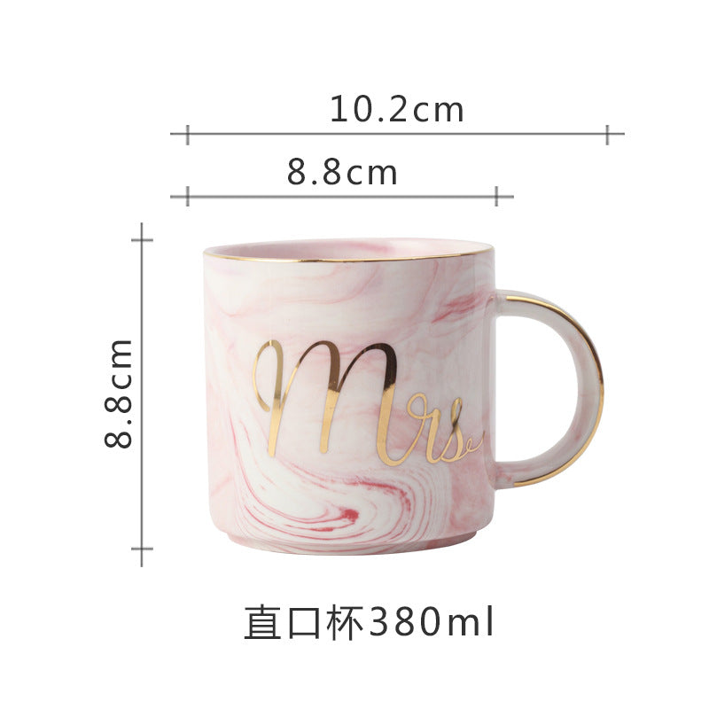 Marble ceramic cup gift box set mug coffee cup couple creative with cover spoon water cup custom gift