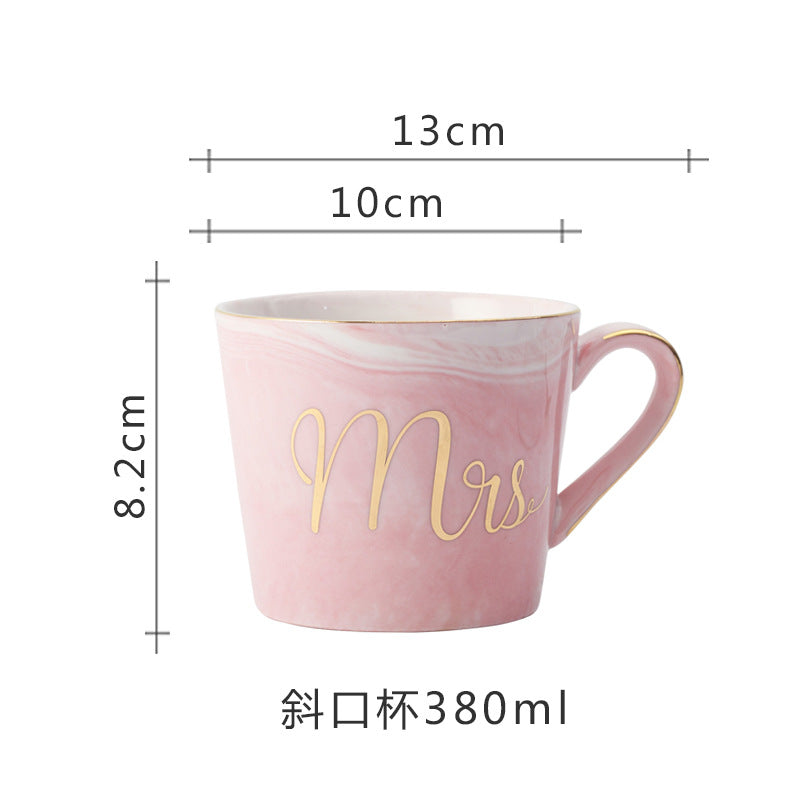 Marble ceramic cup gift box set mug coffee cup couple creative with cover spoon water cup custom gift