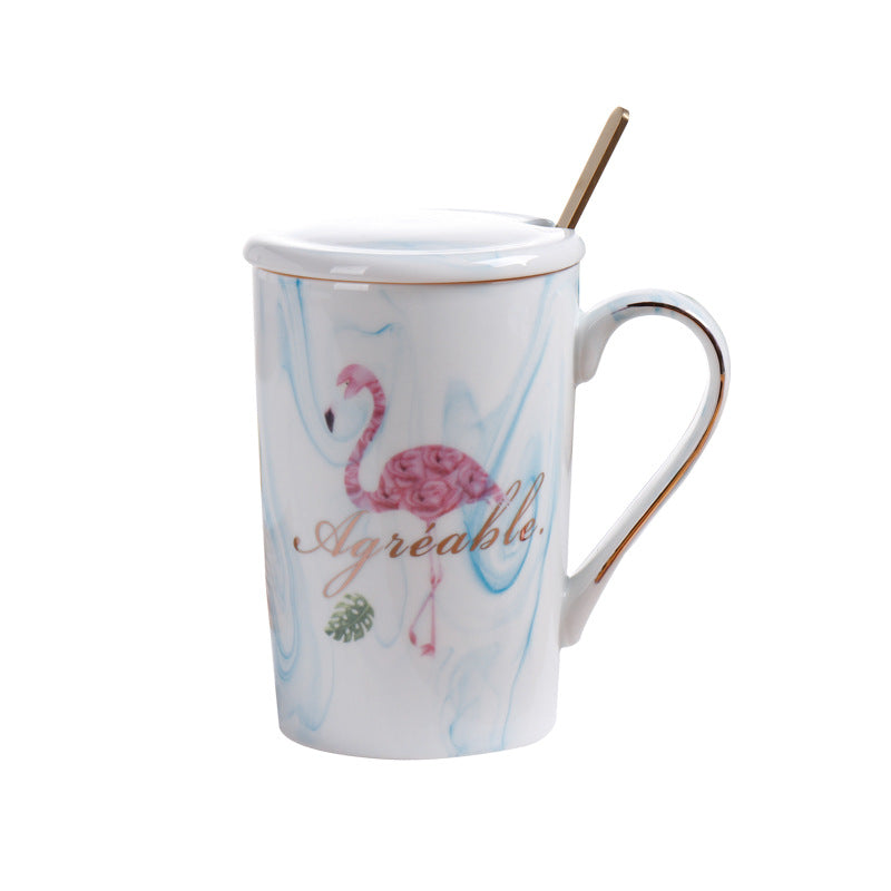 Marble stone gift box Nordic Ins Flamingo Mug Cup Couple Ceramic Cup Wedding Custom LOGO