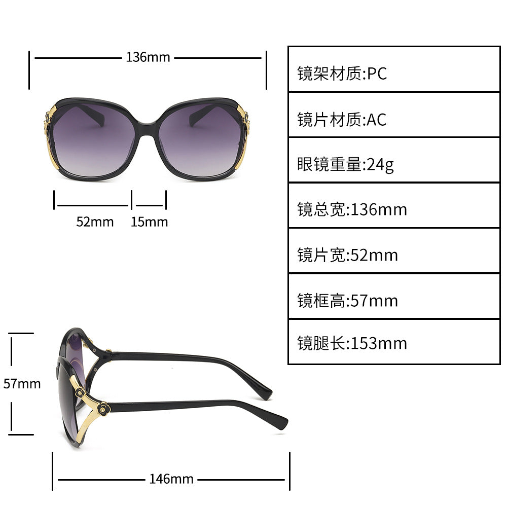 Quality network red live new mountain tea flower sunglasses female hollow paint rose flower ink mirror tide glasses