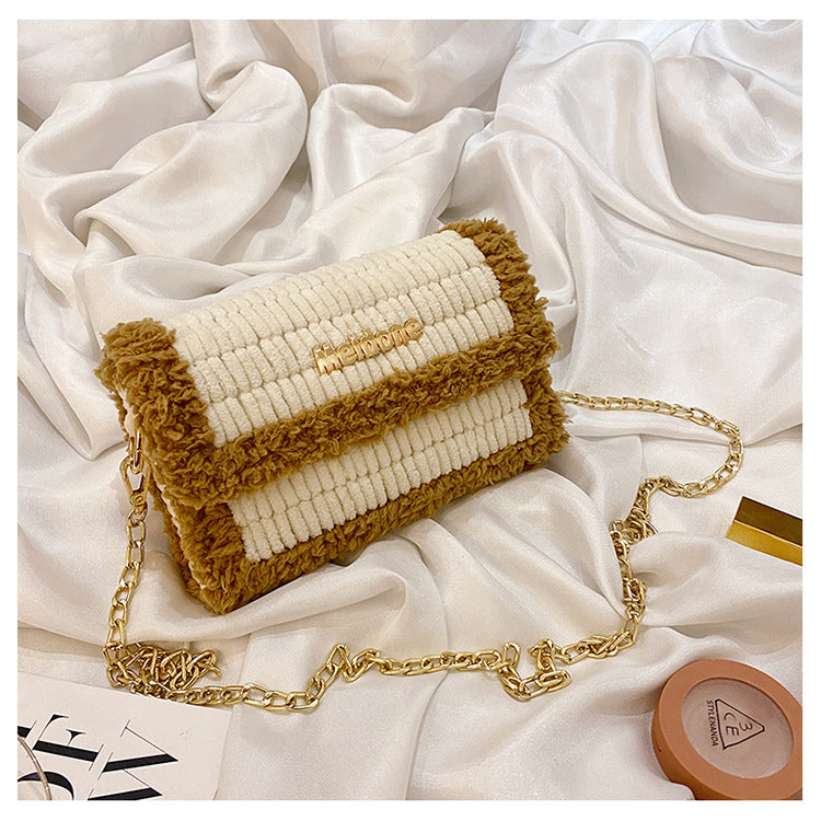Hawang mesh grid handbag DIY material package wool handmade woven bag flat line shoulder bag Messenger bag