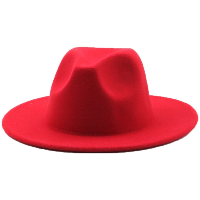 Fedoras women's Hat Big Brim Autumn Solid Formal Dress Wedding Woman Hat Camel Black White Fedora Felted Classic Cap Winter Hats