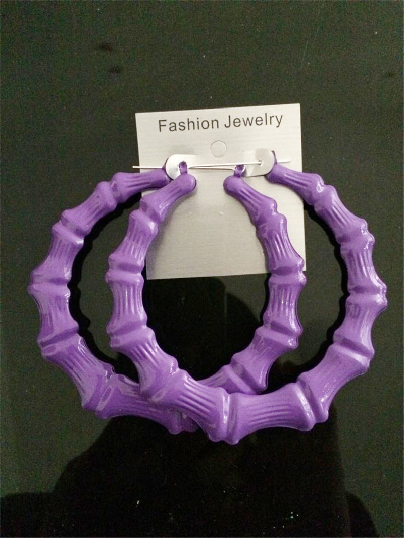 Fashion Jewelry Large color fluorescent bamboo earrings hip-hop hipster singer eardrop nightclubs exaggerated earrings