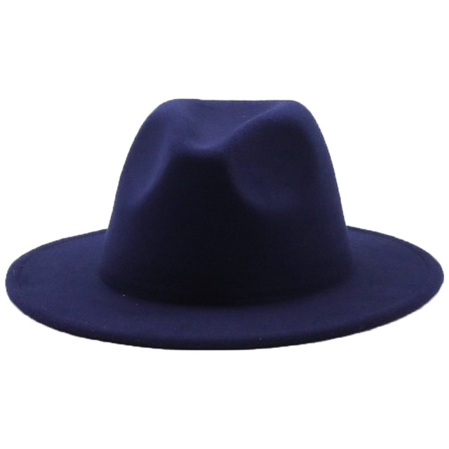 Fedoras women's Hat Big Brim Autumn Solid Formal Dress Wedding Woman Hat Camel Black White Fedora Felted Classic Cap Winter Hats