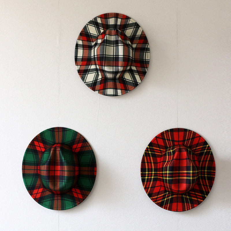 Spring Wool Felt Fedora Hat Unisex Wide Brim Plaid Striped Hats Adult Fashion Trilby Hats Popular Headwear Blend Jazz Man's Cap