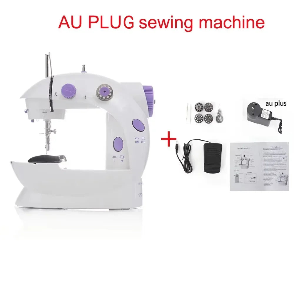 Household Electric Sewing Machine Beginner Dual Speed Portable Flat Bed Light Travel Craftsman DIY Mini Portable Foot Pedal