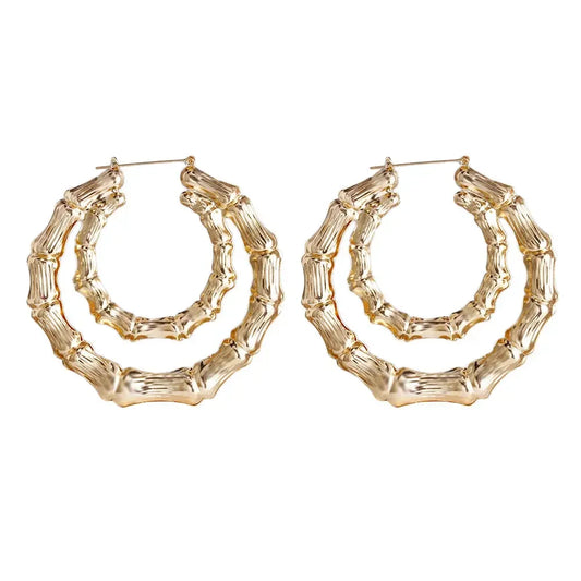 SOHOT Punk Style Bamboo Hoop Earrings Charm Gold Silver Color Letter Sexy Sign Basketball Wives Major Jewelry For Summer Party