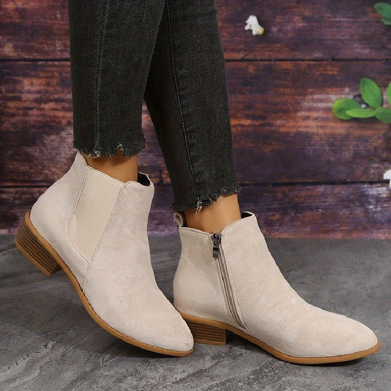 Pointed Toe Ankle Boots with Chunky Heels