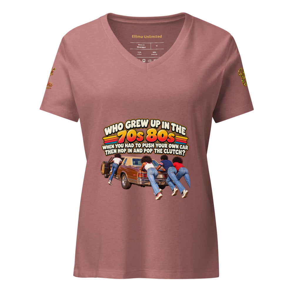 Ellima Unlimited "Pop the Clutch" Women's Relaxed V-Neck T-Shirt | Bella Canvas 6405CVC