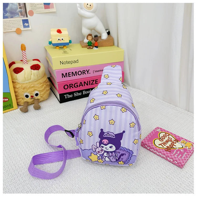Sanrios Shoulder Bag Girls Hello Kitty Kuromi Cinnamoroll Crossbody Bags Outdoor Sport Travel Chest Pack Mini Coin Purse Gift