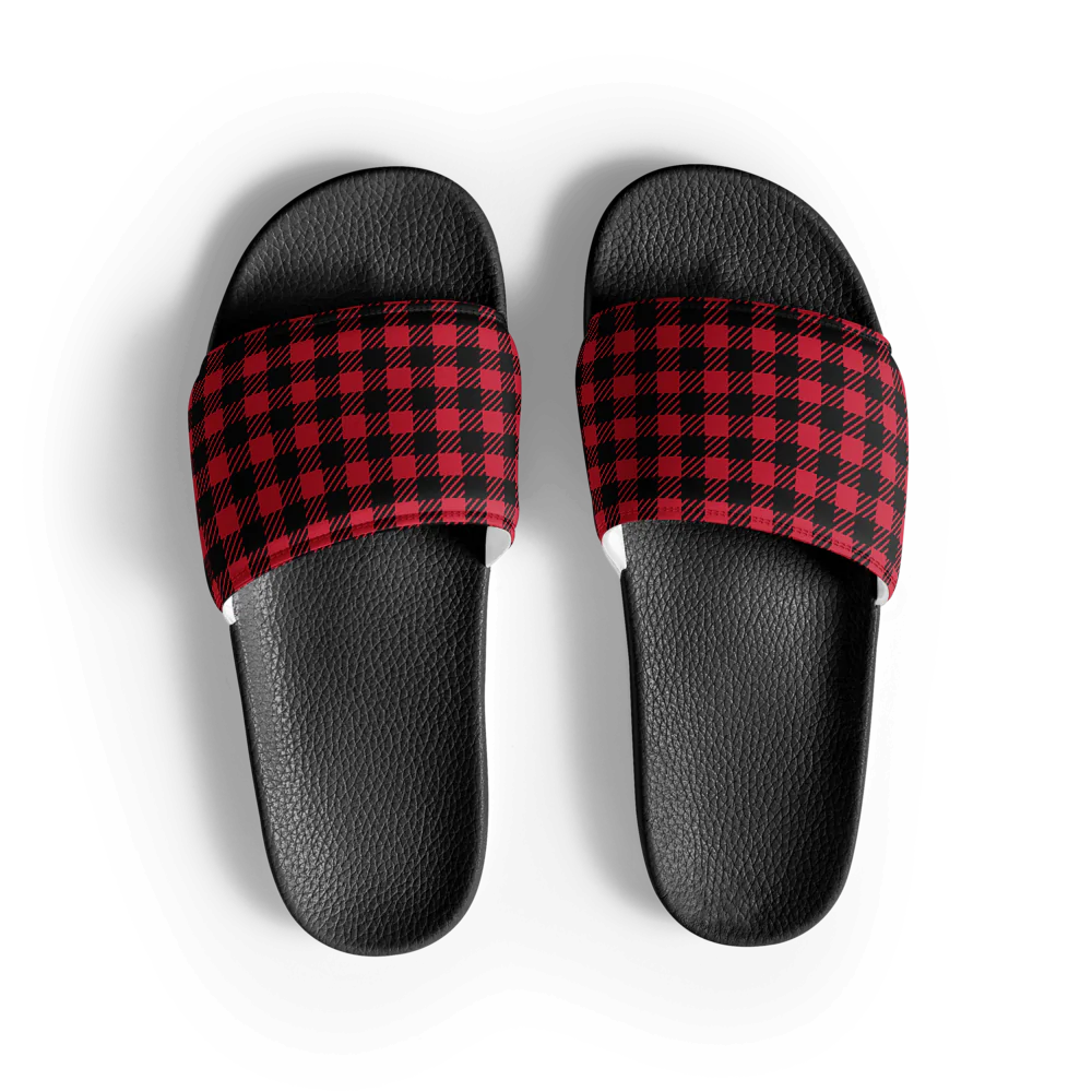 Red Plaid Women's Slides