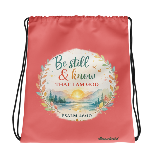 Psalm Orange Peach All-Over Print Drawstring Bag