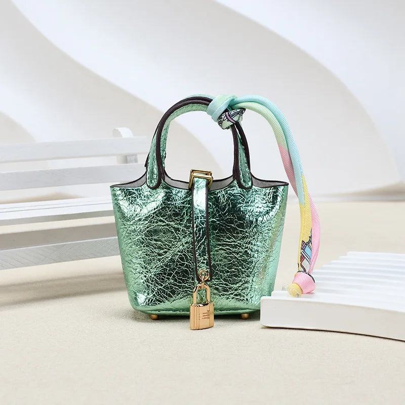 Mini Bag Pendant Car Interior Rearview Mirror Decoration High-End Leather Headphone Bag Coin Purse Multifunctional Keychain