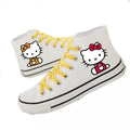 real photos Spring autumn student women's canvas shoes cute Hello Kitty high top board shoes men's couple white casual shoes
