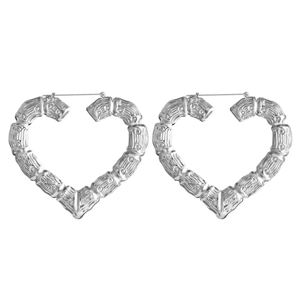 SOHOT Punk Style Bamboo Hoop Earrings Charm Gold Silver Color Letter Sexy Sign Basketball Wives Major Jewelry For Summer Party