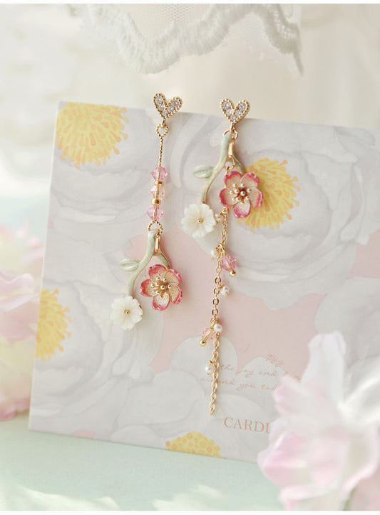 Cherry Blossom Clip-On Earrings with Sweet Design