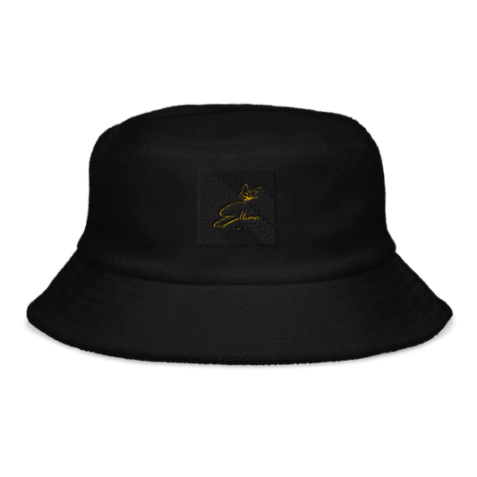 Unstructured Terry Cloth Bucket Hat with Logo