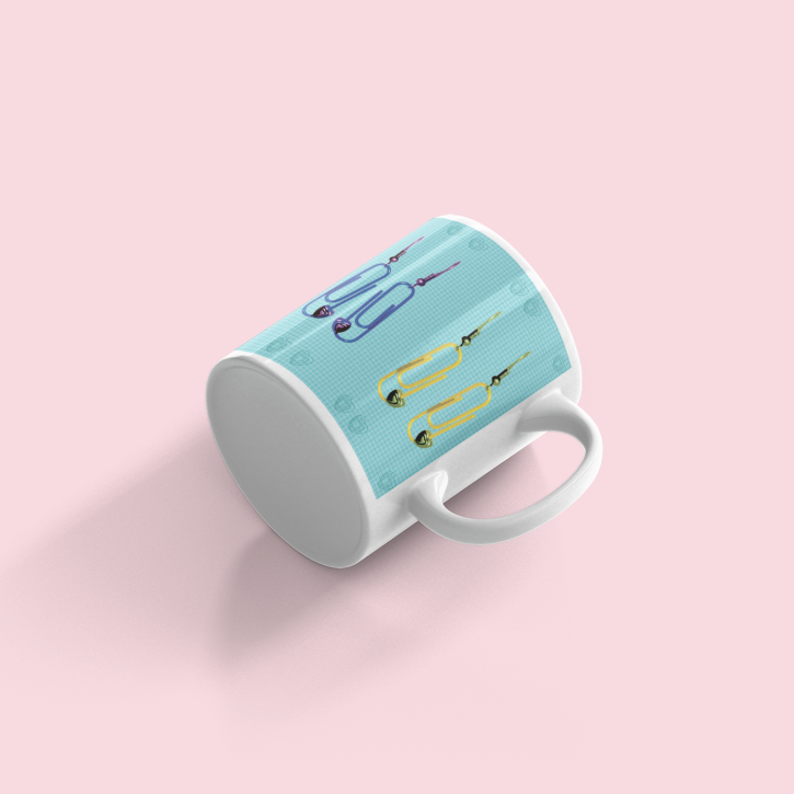 Retro 60's Paperclip Themed Ceramic Mug, Kitsch Mug | by Victory In Wellness