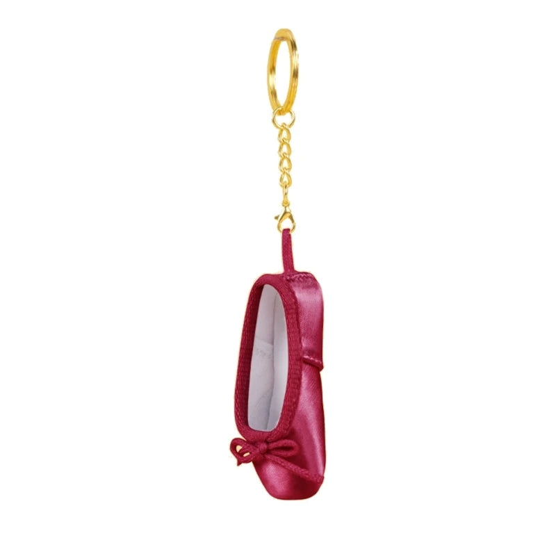31BB Delicate Satin Pointe Shoes Keyring Mini Ballet Accessories Cute Keychain Charm Chain Bag Pendant for Dance Enthusiasts