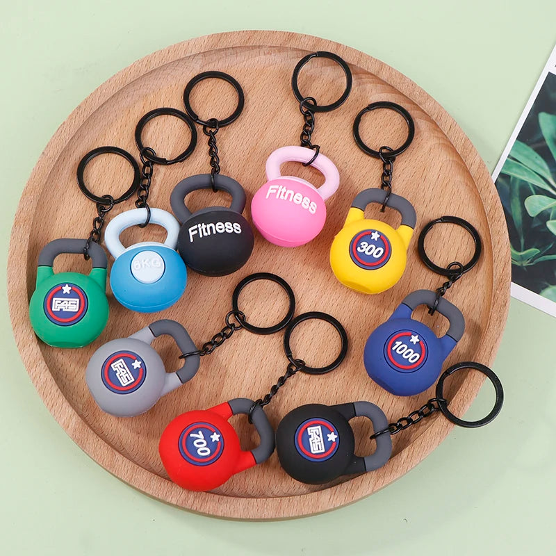 3D Kettlebell Keychain Fitness Enthusiasts PVC Sports keychain Car Keychain Creative Accessories