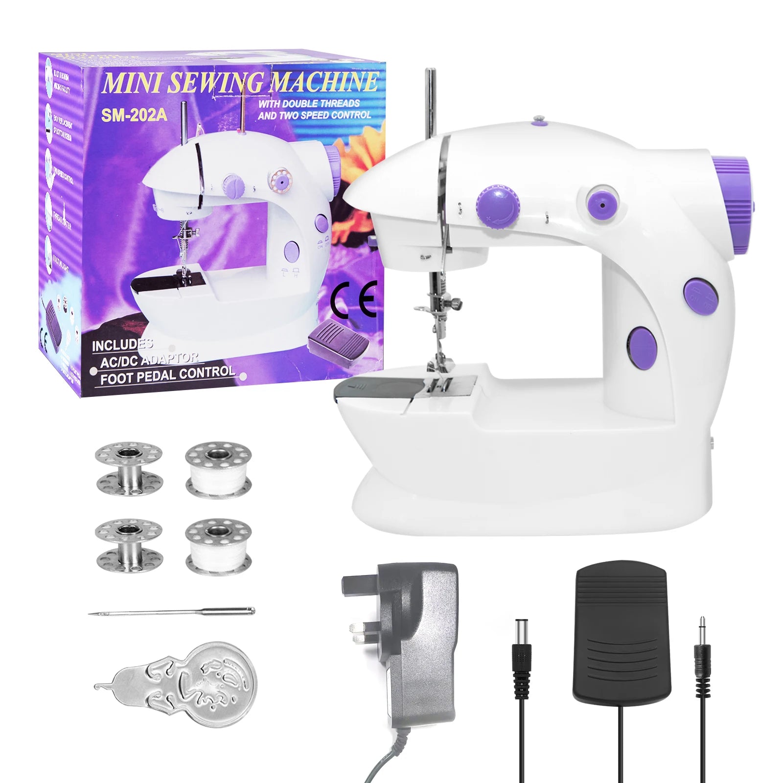 Ultra-Portable Dual-Speed Sewing Machine with LED Light & Foot Pedal | Easy-Use Home Stitching Kit for Beginners
