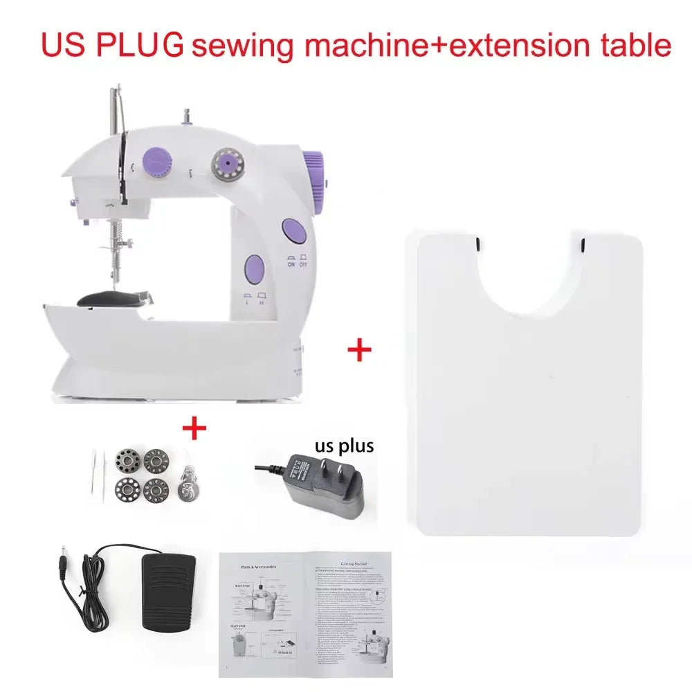 Household Electric Sewing Machine Beginner Dual Speed Portable Flat Bed Light Travel Craftsman DIY Mini Portable Foot Pedal
