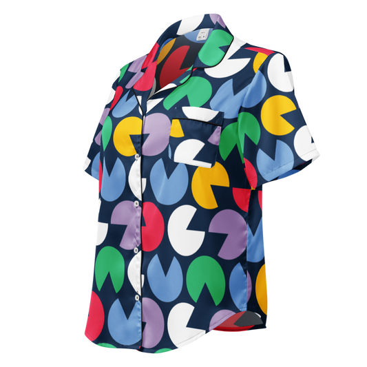 PacMan-Inspired All-Over Print Women's Short Sleeve Pajama Top