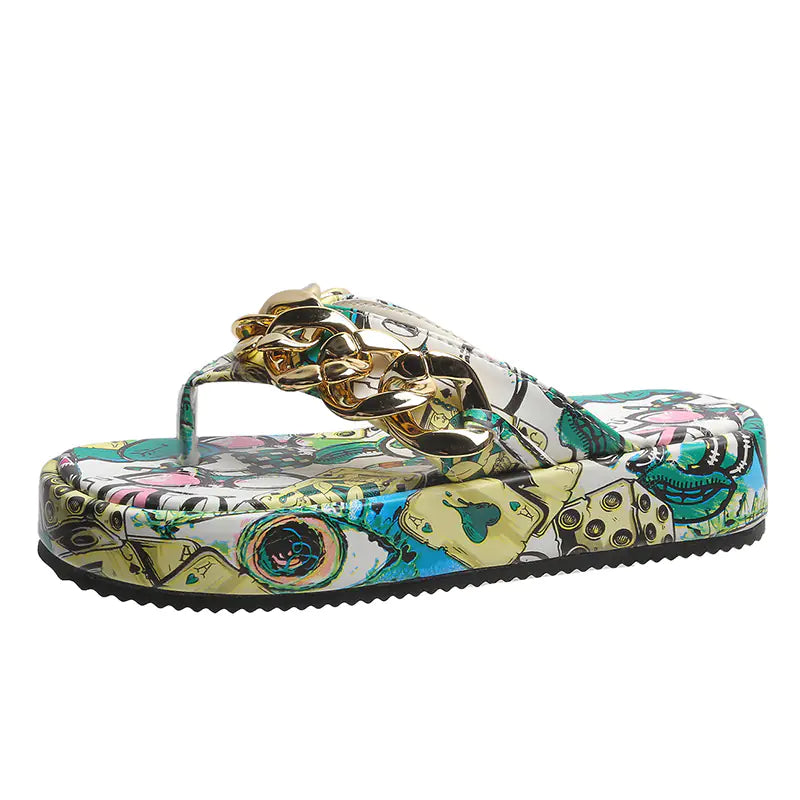 Graffiti Platform Women's Sandals and Slippers