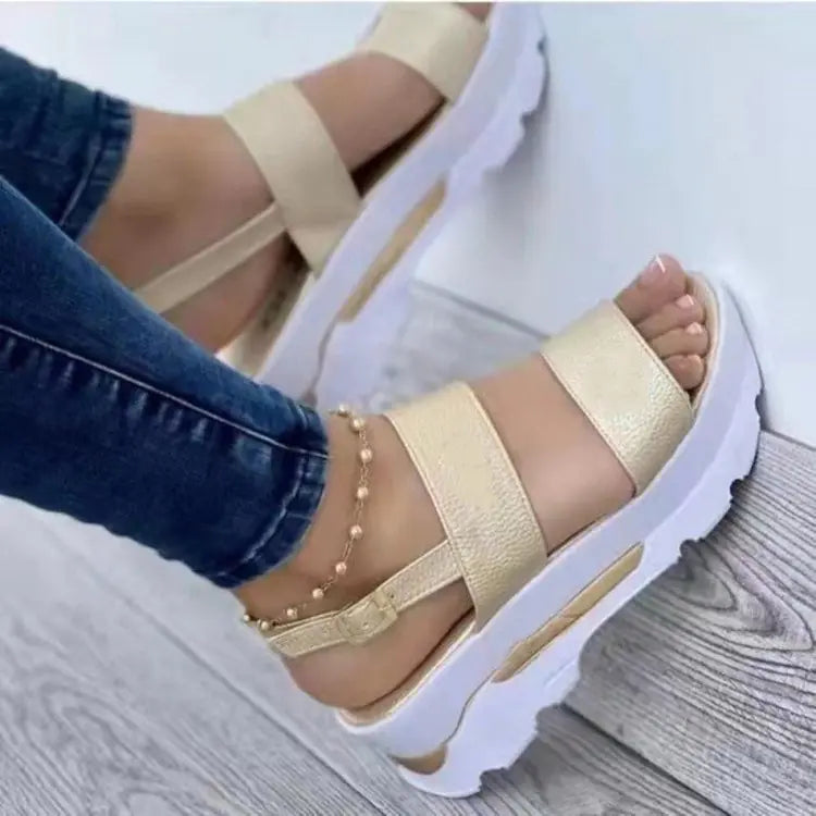"Women's Gladiator Sandals with Thick Sole for Height"