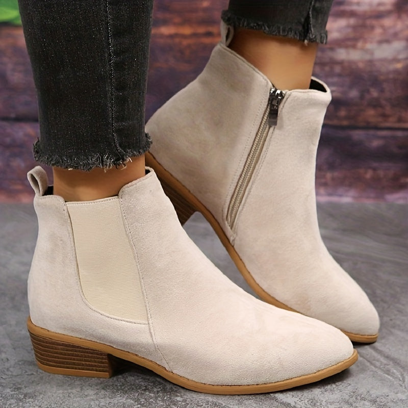 Pointed Toe Ankle Boots with Chunky Heels