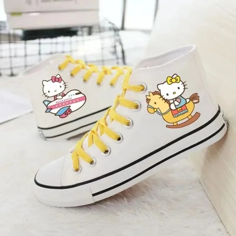 real pictures hello kitty cat 2025 New plus size Branded Students Soft Girl sports man white Canvas Shoes women Casual Shoes