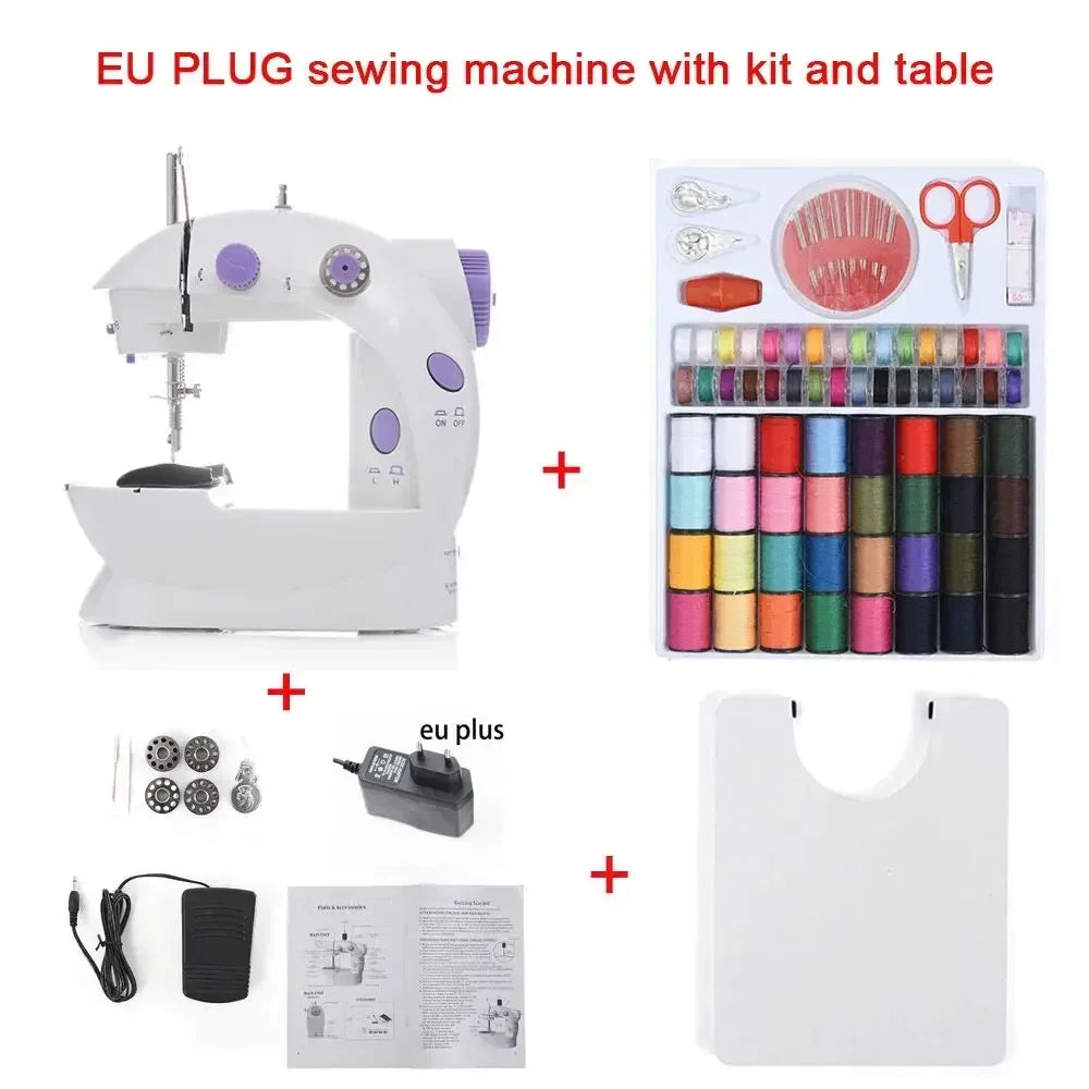 Household Electric Sewing Machine Beginner Dual Speed Portable Flat Bed Light Travel Craftsman DIY Mini Portable Foot Pedal