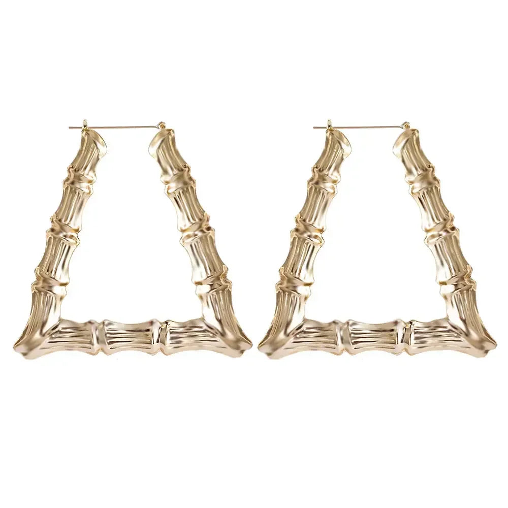 SOHOT Punk Style Bamboo Hoop Earrings Charm Gold Silver Color Letter Sexy Sign Basketball Wives Major Jewelry For Summer Party