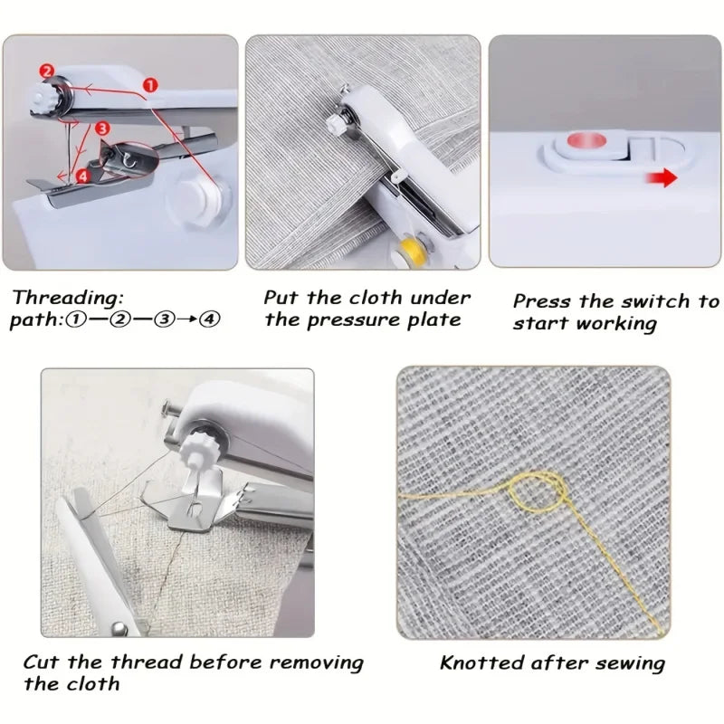 1 small handheld sewing machine - a simple and fast on-site maintenance sewing tool, portable - battery powered