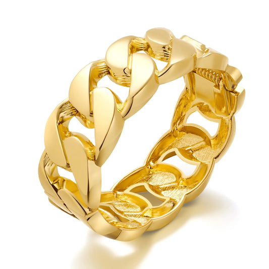 WOWORAMA Chunky Gold Bangle Bracelets for Women Thick Cuban Link Chain Bangle Bracelets Punk Statement Wide Hinged Cuff Bangles Bracelets - One Layer Chain