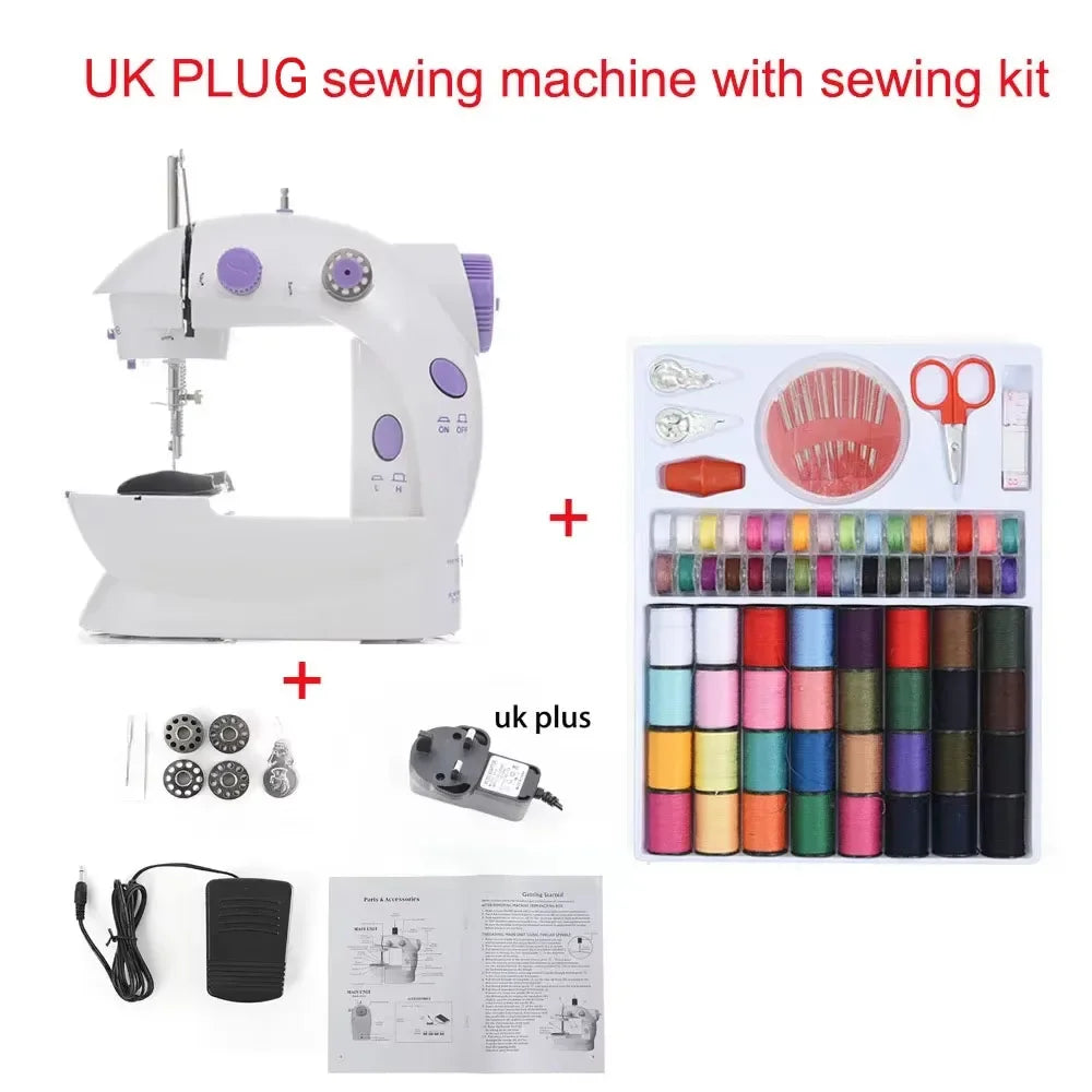 Household Electric Sewing Machine Beginner Dual Speed Portable Flat Bed Light Travel Craftsman DIY Mini Portable Foot Pedal